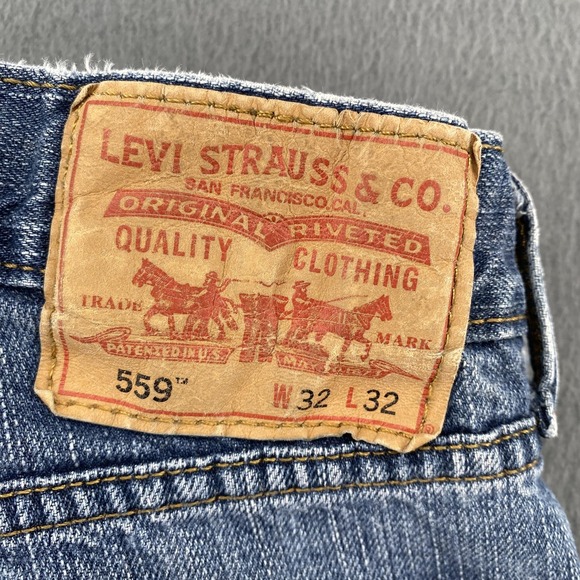 Levis 559 Jeans Mens 32x32 Blue Relaxed Straight Leg Denim Medium Wash Pants - Picture 2 of 12
